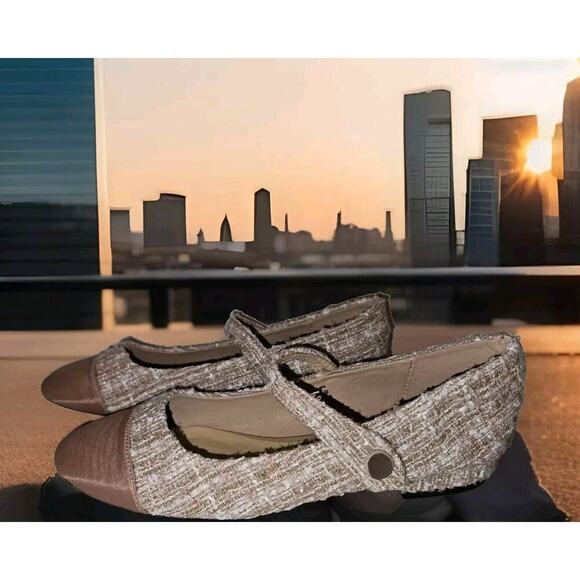 New! C.Paravano Women's Flats Shoes Round Toe Ballet Tweed Blush Size 7.5 $118 - Picture 1 of 14